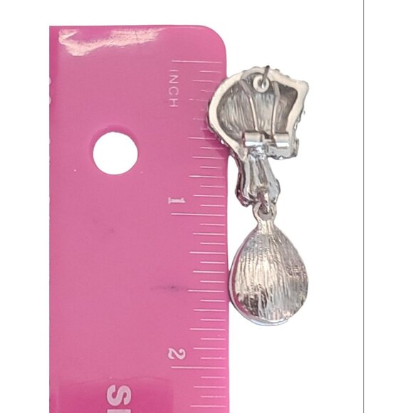 Panther Rhinestone Blue Lucite Dangle  Pierced Lever Back Earrings, K256 - Picture 8 of 9